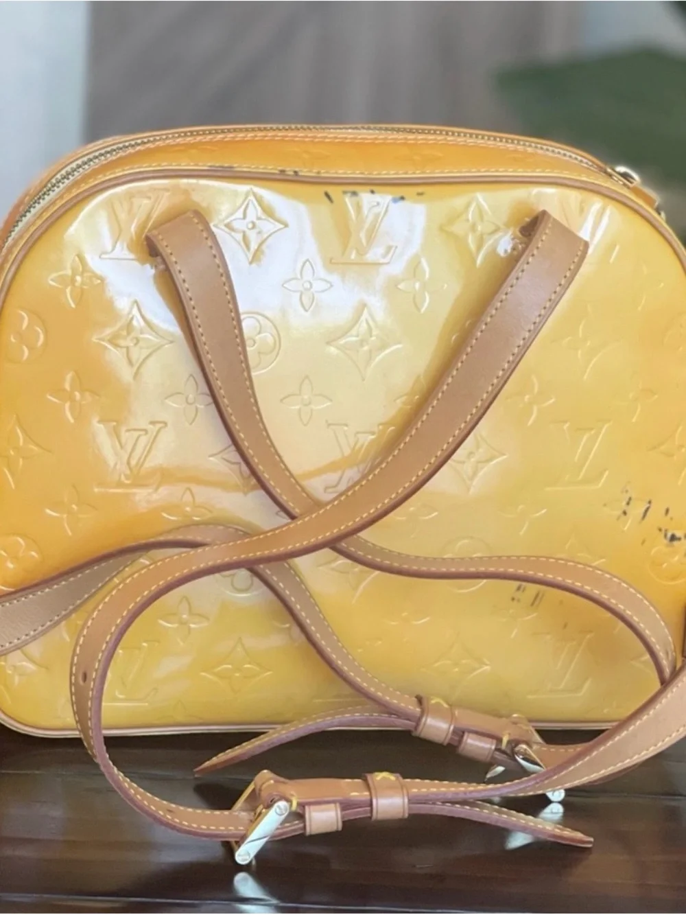 Louis Vuitton Vernis Ombre Yellow to Orange Cosmetic Pouch